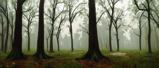 Artistic concept illustration of a destroyed forest,background illustration.