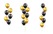 Set of festive gold, black balloons