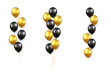 Wall Mural - Set of festive gold, black balloons