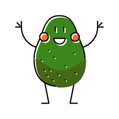 Sticker - character avocado green color icon vector illustration