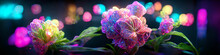 Abstract Color Neon Lights Flowers.