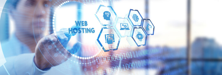 Wall Mural - web hosting. the activity of providing storage space and access for websites. business, modern techn