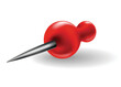 © the8monkey - Red pushpin with shadow isolated on white. Fixation for note attach stickers. Stationery item, office paperwork equipment, secretary accessory