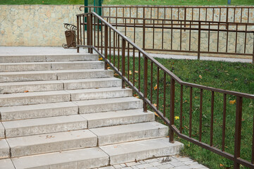 Wall Mural - view of steps with railing in autumn park