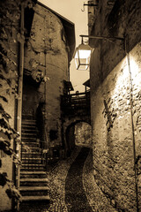 Wall Mural - historic old town and port of Malcesine - Italy