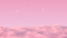 Stars And Galaxy Pink Soft Clouds In The Sky Stage Fluffy Cotton Candy Background