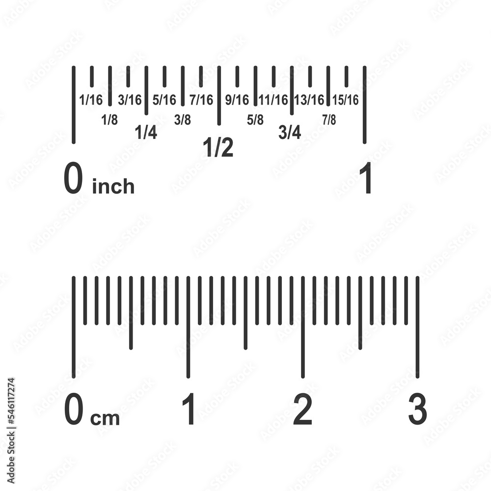 Division Measuring Parts of ruler scale. Inch divided into fractions converted to ...