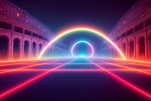 Neon Lit Electrified Arc Of Light In The City Illustration