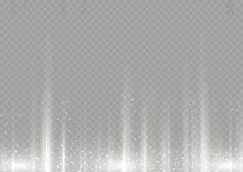 Garland Lights Glitter Hanging Vertical Lines Holiday Background. Golden Rain And Dust Falls Down. Shiny Sparkle Motion Line Speed. White Garlands Glitter With Light Effect. Vector Illustration