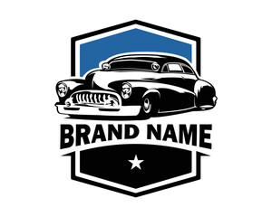 Wall Mural - old classic retro car logo isolated on side view best white background for old car industry. available in eps 10.