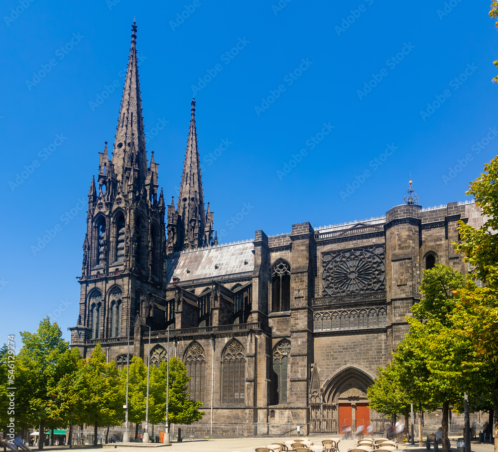 Towering Over Clermont Ferrand City Gothic Cathedral Notre Dame de l towering-over-clermont-ferrand-city-gothic-cathedral-notre-dame-de-l