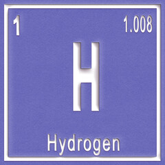 Wall Mural - Hydrogen chemical element, Sign with atomic number and atomic weight