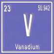 Vanadium chemical element, Sign with atomic number and atomic weight