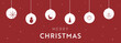 クリスマスをモチーフにしたオーナメント装飾と雪のクリスマスバナーテンプレート（赤）　Christmas banner template with ornament decoration and snow with Christmas motif (red)