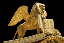 Gilded Venetian Lion Of St Mark, Symbol Of Venice