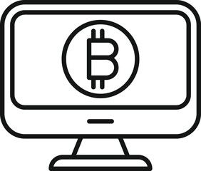 Wall Mural - Digital monitor icon outline vector. Money bitcoin. Marketing investment