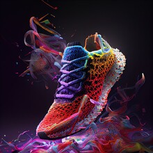 Intricate Knitted Running Shoe Product Photography