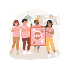Anti-bullying Day Isolated Cartoon Vector Illustration. Class Wearing Pink Shirts, Make Poster With Stop Sign, Anti Bullying School Campaign, Raising Awareness, Teach Kindness Vector Cartoon.