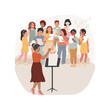 Chorus rehearsal isolated cartoon vector illustration. Music rehearsal, middle school choir performance, teach vocal technique, children singing on stage, orchestra class vector cartoon.