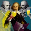 Shakespeare drinking lemonade illustration generated with Artificial Intelligence