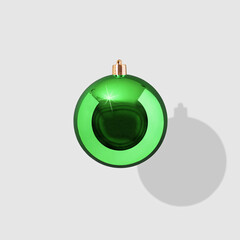 Wall Mural - Green New Year's ball on a white background. Minimal concept of Christmas