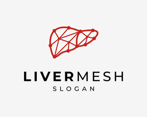 Liver Organ Anatomy Hepatic Hepatitis Mesh Connection Polygonal Low Poly Line Vector Logo Design