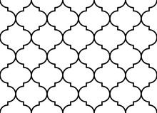 Quatrefoil Moroccan Style Repeating Pattern In Black Color Outline, PNG Transparent Background