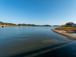 Sticker - 青空が広がる美しい浜名湖の風景