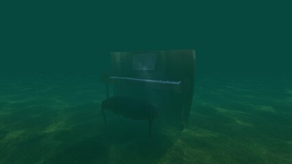 Sticker - under water black piano