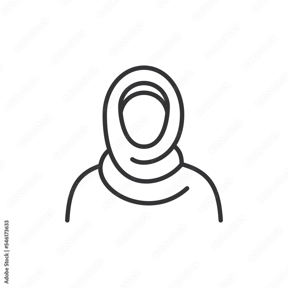 Muslim woman icon in traditional islamic clothes. Vector illustration ...