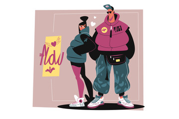 stylish couple in casual clothes