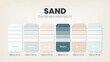 © Whale Design  - Color palette in Sand colour theme collections. Color scheme or colors chart template. Color combination set of RGB, HSL and HEX codes. Color swatch for art, fashion, home design, or web design.