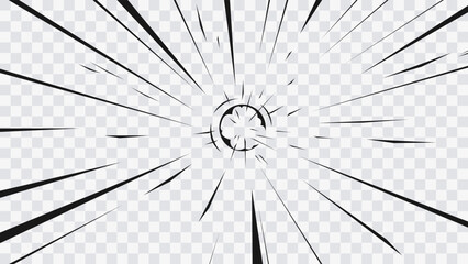 Wall Mural - abstract comic book flash explosion radial lines on transparent background. vector illustration supe