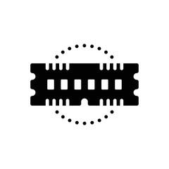 Black solid icon for ram 