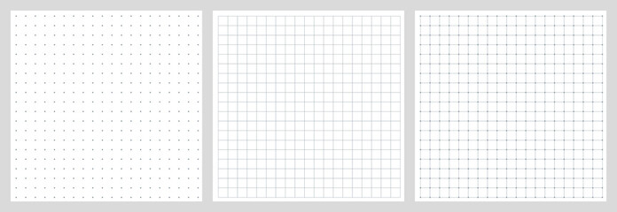 Wall Mural - dotted and squared grid notebook seamless pattern for bullet journal. black point texture. black dot