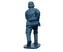 Plastic Soldier From WWII Runs With A Rifle. Boys Toy From The 70s And 80s