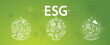 ESG icon vector illustration concept for environmental, social and governance in sustainable and ethical business networking on green background Web and Social Header Banners for ESG