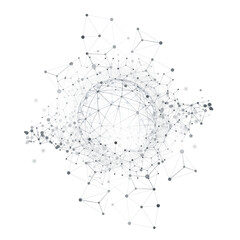 Black and White Modern Minimal Style Ploygonal Networks Structure, Telecommunications Concept Design, Network Connections, Transparent Geometric Wireframe - Vector Illustration Isolated on White