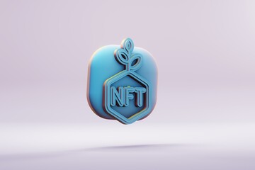 Poster - Beautiful illustrations abstract blue NFT Investment symbol icon on a bright background. 3d rendering illustration. Background pattern for design.