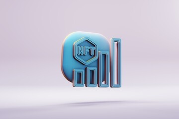 Aufkleber - Beautiful illustrations abstract blue NFT Bar Chart symbol icon on a bright background. 3d rendering illustration. Background pattern for design.