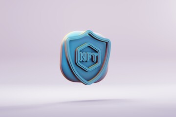 Aufkleber - Beautiful illustrations abstract blue NFT Security symbol icon on a bright background. 3d rendering illustration. Background pattern for design.
