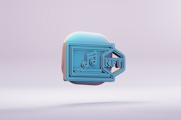Leinwandbilder - Beautiful illustrations abstract blue NFT Music symbol icon on a bright background. 3d rendering illustration. Background pattern for design.