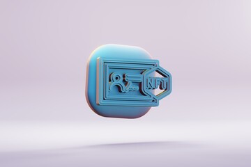 Leinwandbilder - Beautiful illustrations abstract blue NFT License symbol icon on a bright background. 3d rendering illustration. Background pattern for design.