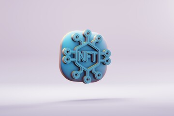 Aufkleber - Beautiful illustrations abstract blue NFT Tokens symbol icon on a bright background. 3d rendering illustration. Background pattern for design.