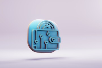 Poster - Beautiful abstract illustrations blue Digital Wallet symbol icons on a wonderful background. 3d rendering illustration. Background pattern for design..