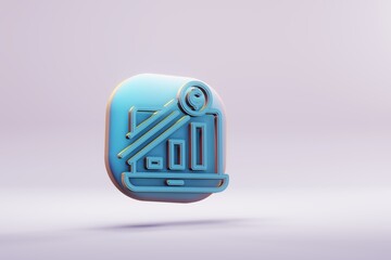 Leinwandbilder - Beautiful abstract illustrations blue Blockchain Statistics symbol icons on a wonderful background. 3d rendering illustration. Background pattern for design..