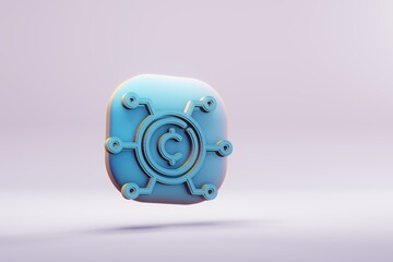 Aufkleber - Beautiful abstract illustrations blue Blockchain Cryptocurrency Coin symbol icons on a wonderful background. 3d rendering illustration. Background pattern for design..