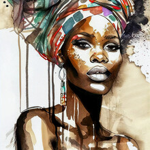 Portrait Of A African Woman , Generative AI Illustration Background 01