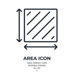 Wall Mural - area and dimension concept editable stroke outline icon isolated on white background flat vector ill