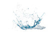 3d water splash transparent, clear blue water scattered around isolated. 3d render illustration